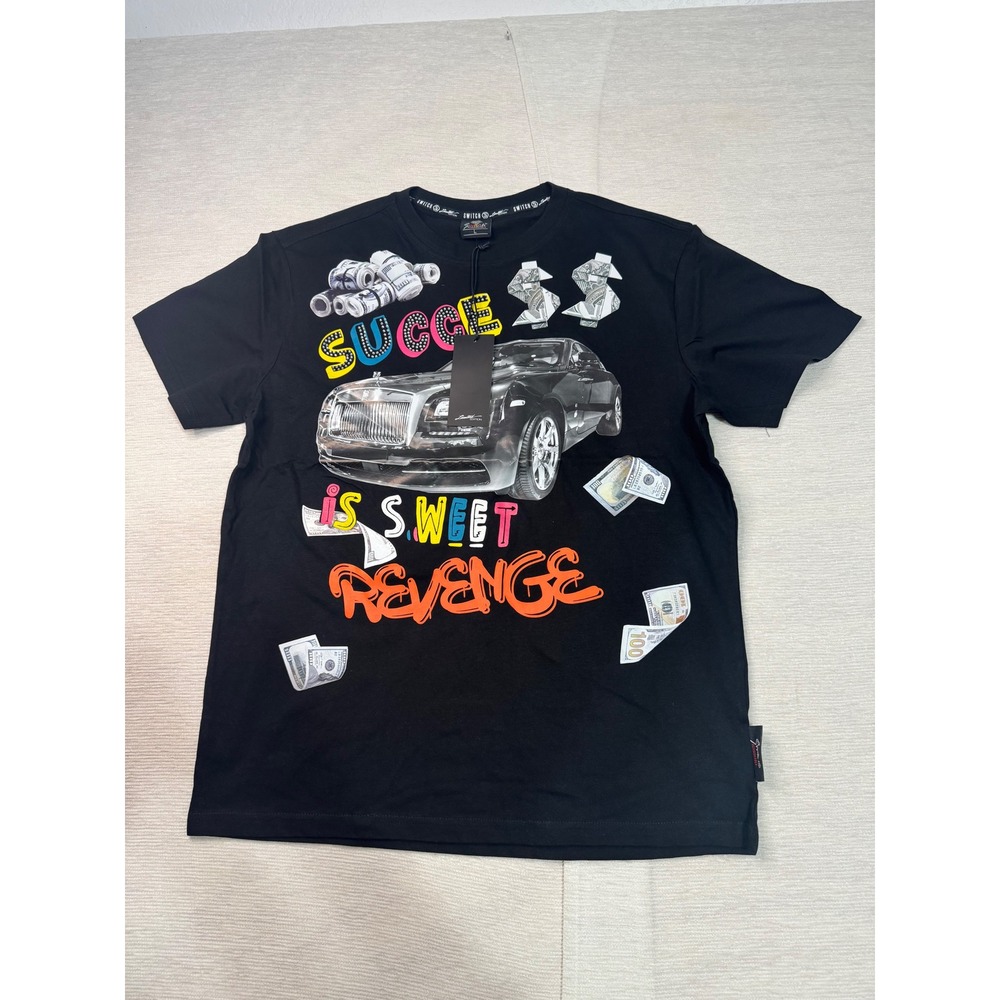 Switch Remarkable Mens Success is Sweet Revenge Graphic T-Shirt Black L SS2132
